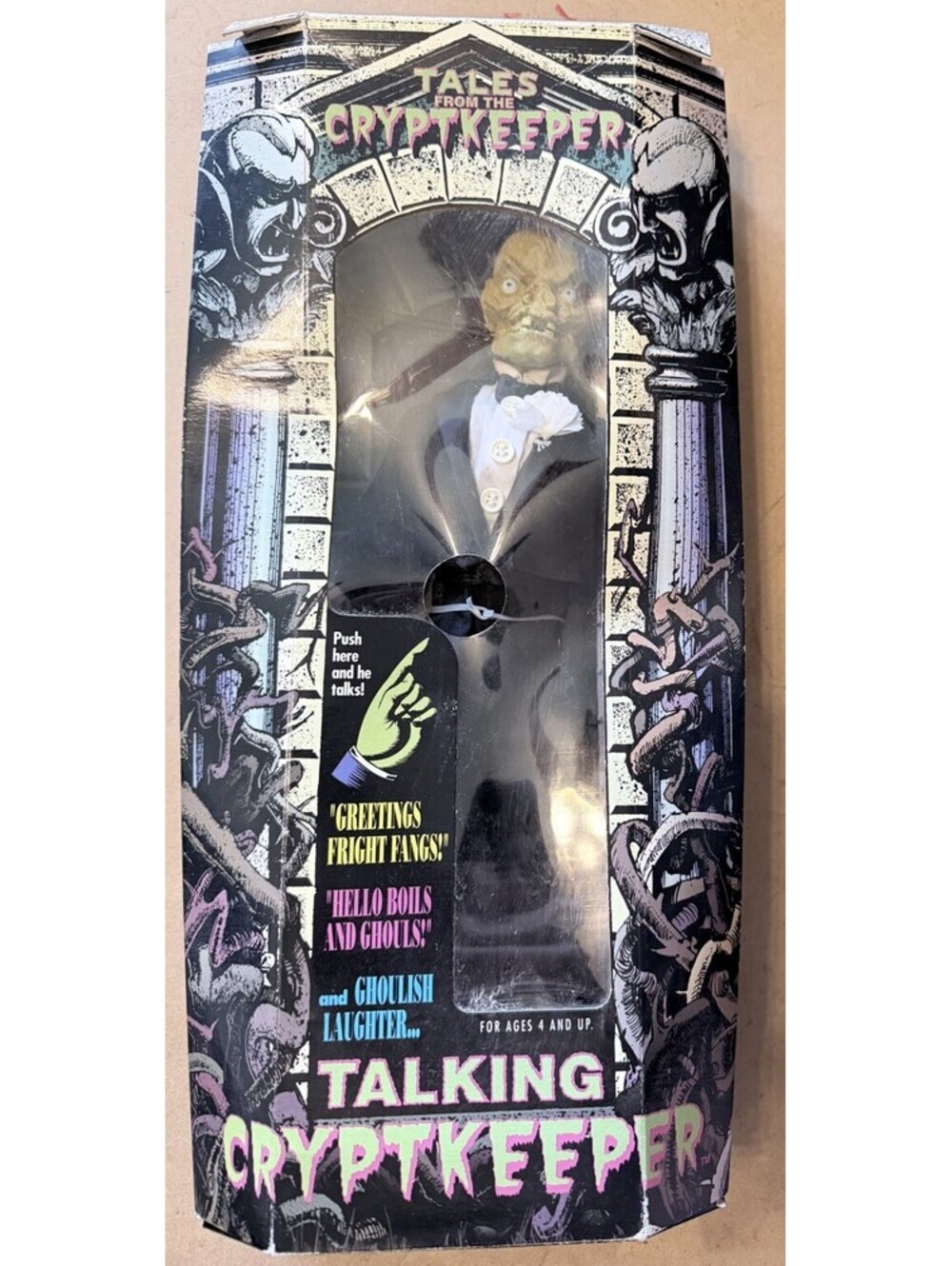 Boxed 1994 Cryptkeeper Talking Figure 12" Tuxedo Outfit Ace Novelty Bald See Vid